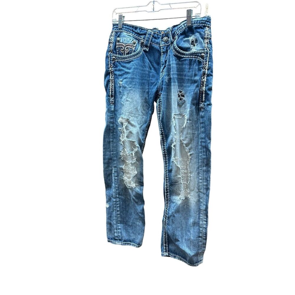 Rock Revival Distressed Rash Straight Men’s Jeans Size 32